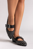 Xti 144264 Pointed Mary Jane Flats with Strass - Black Matte - thefashionproject.gr - Xti Footwear