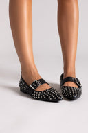 Xti 144264 Pointed Mary Jane Flats with Strass - Black Matte - thefashionproject.gr - Xti Footwear