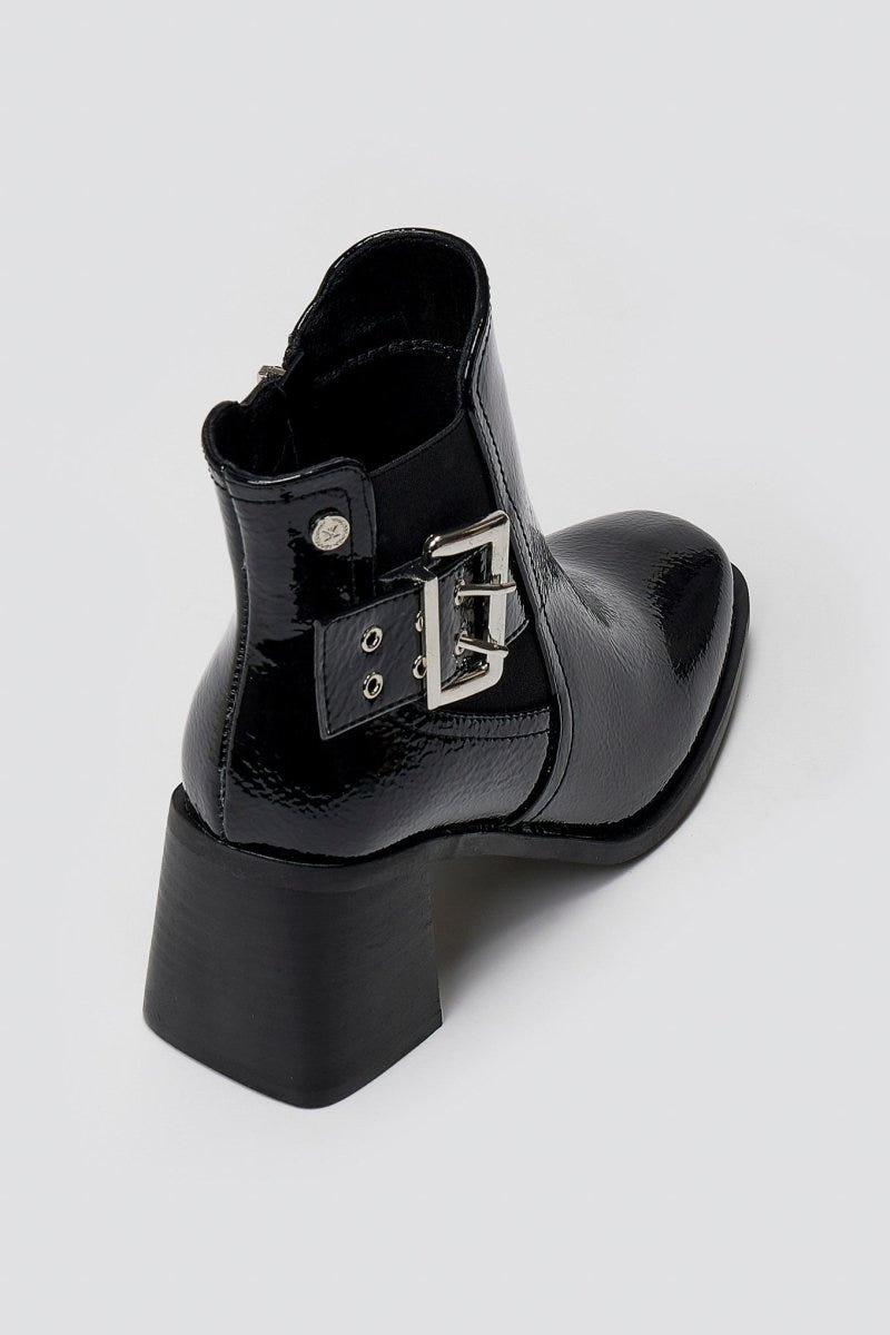 Xti 144315 Patent Ankle Boots with Buckle - Black Patent - thefashionproject.gr - Xti Footwear