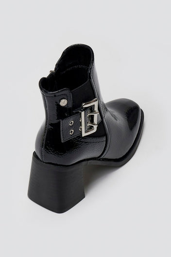 Xti 144315 Patent Ankle Boots with Buckle - Black Patent - thefashionproject.gr - Xti Footwear