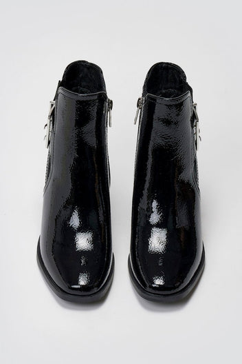Xti 144315 Patent Ankle Boots with Buckle - Black Patent - thefashionproject.gr - Xti Footwear