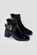 Xti 144315 Patent Ankle Boots with Buckle - Black Patent - thefashionproject.gr - Xti Footwear