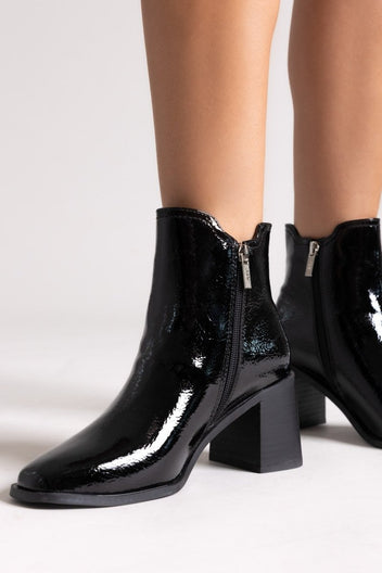 Xti 144315 Patent Ankle Boots with Buckle - Black Patent - thefashionproject.gr - Xti Footwear