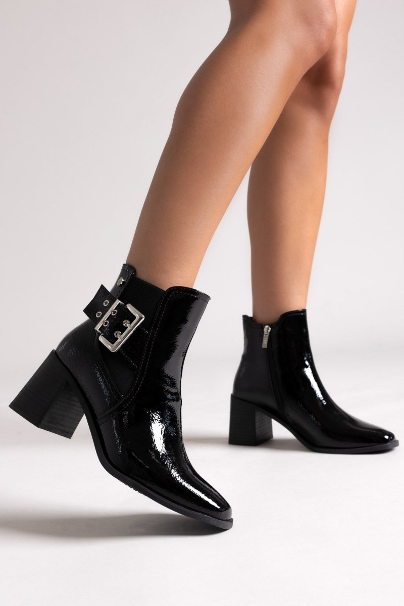 Xti 144315 Λουστρίνι Μποτάκια με Τόκα - Μαύρα Λουστρίνι