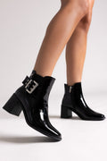 Xti 144315 Patent Ankle Boots with Buckle - Black Patent - thefashionproject.gr - Xti Footwear