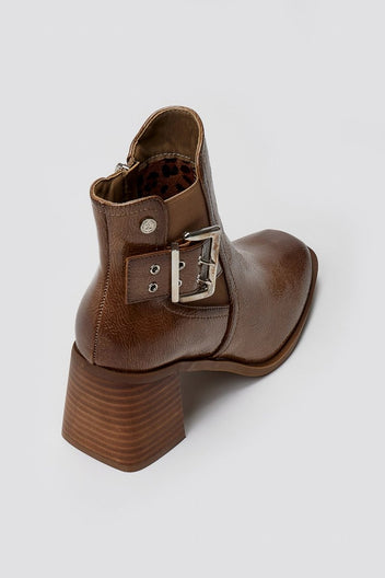 Xti 144315 Patent Ankle Boots with Buckle - Light Brown Patent - thefashionproject.gr - Xti Footwear