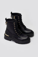 Xti 144391 Combat Boots with Metal Detail - Black Matte - thefashionproject.gr - Xti Footwear