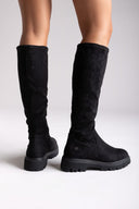 Xti 144393 Suede Stretch Boots - Black Suede - thefashionproject.gr - Xti Footwear