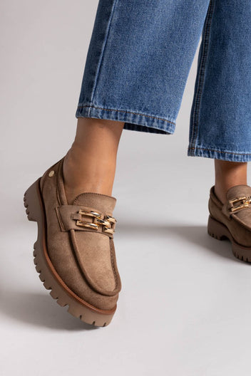 Xti 144459 Suede Flatform Loafers - Beige Suede - thefashionproject.gr - Xti Footwear