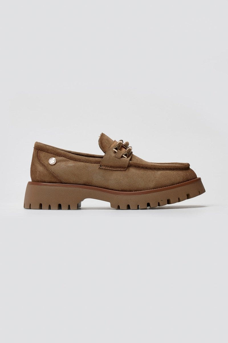 Xti 144459 Suede Flatform Loafers - Beige Suede - thefashionproject.gr - Xti Footwear