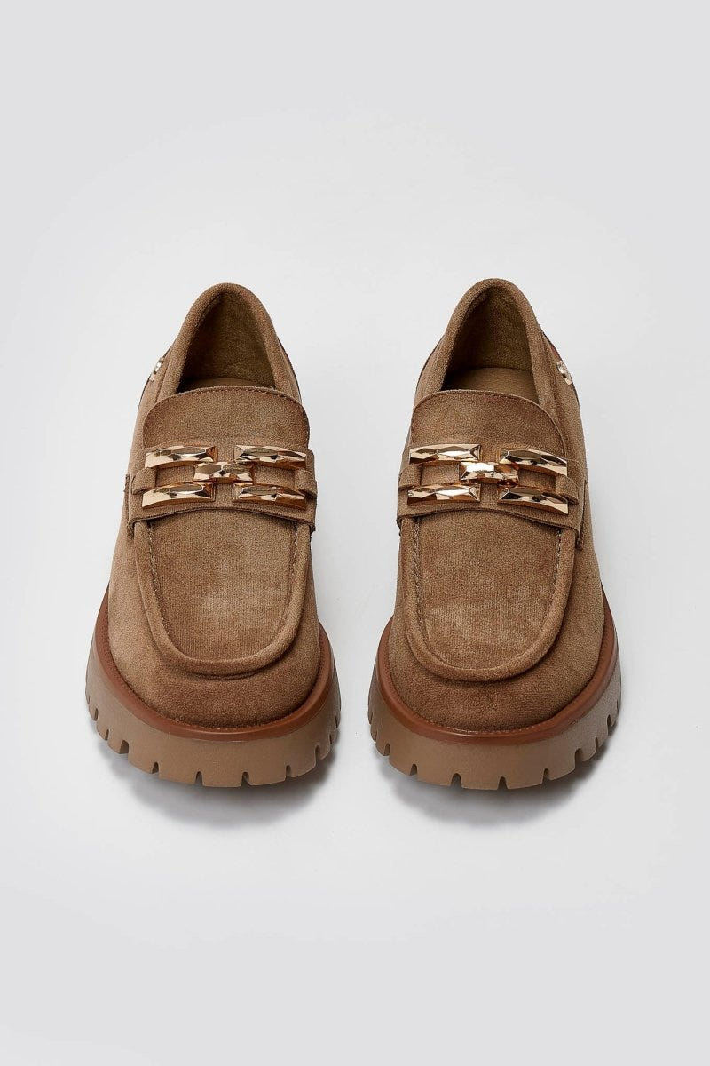 Xti 144459 Suede Flatform Loafers - Beige Suede - thefashionproject.gr - Xti Footwear