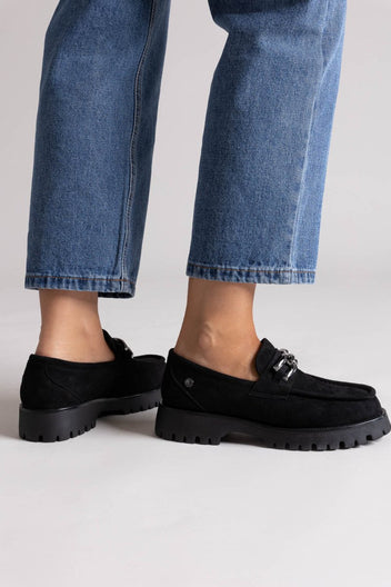Xti 144459 Suede Flatform Loafers - Black Suede - thefashionproject.gr - Xti Footwear