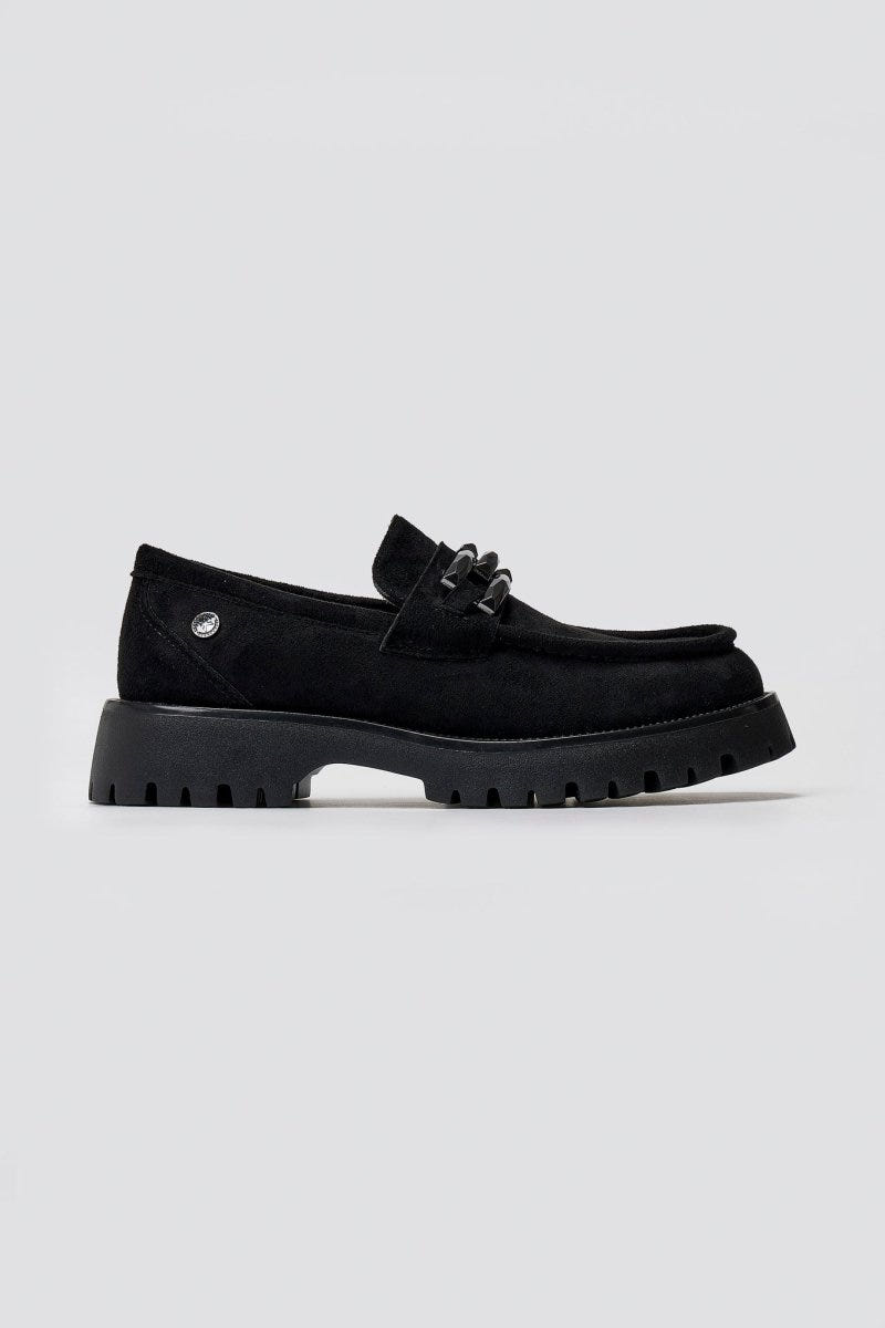 Xti 144459 Suede Flatform Loafers - Black Suede - thefashionproject.gr - Xti Footwear