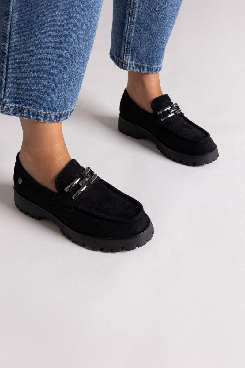 Xti 144459 Suede Flatform Loafers - Black Suede - thefashionproject.gr - Xti Footwear