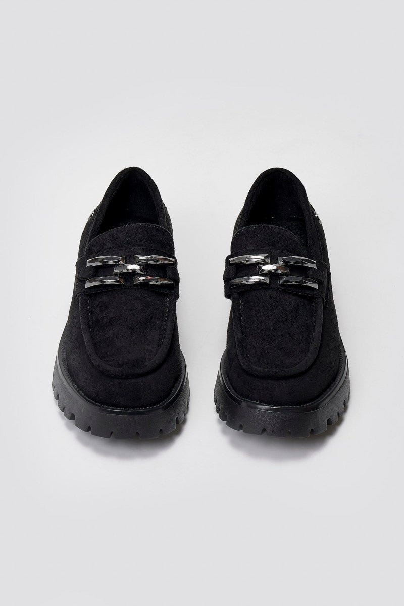 Xti 144459 Suede Flatform Loafers - Black Suede - thefashionproject.gr - Xti Footwear