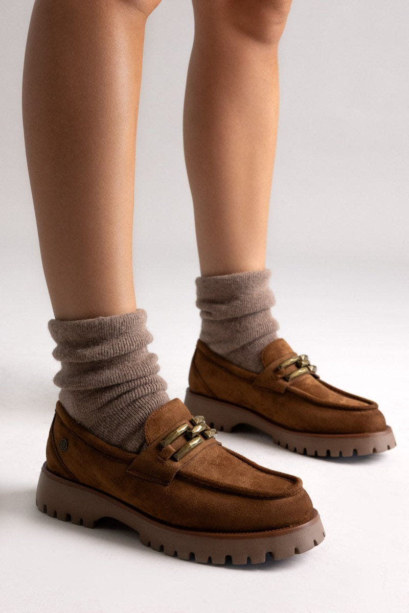Xti 144459 Suede Flatform Loafers - Camel Suede - thefashionproject.gr - Xti Footwear