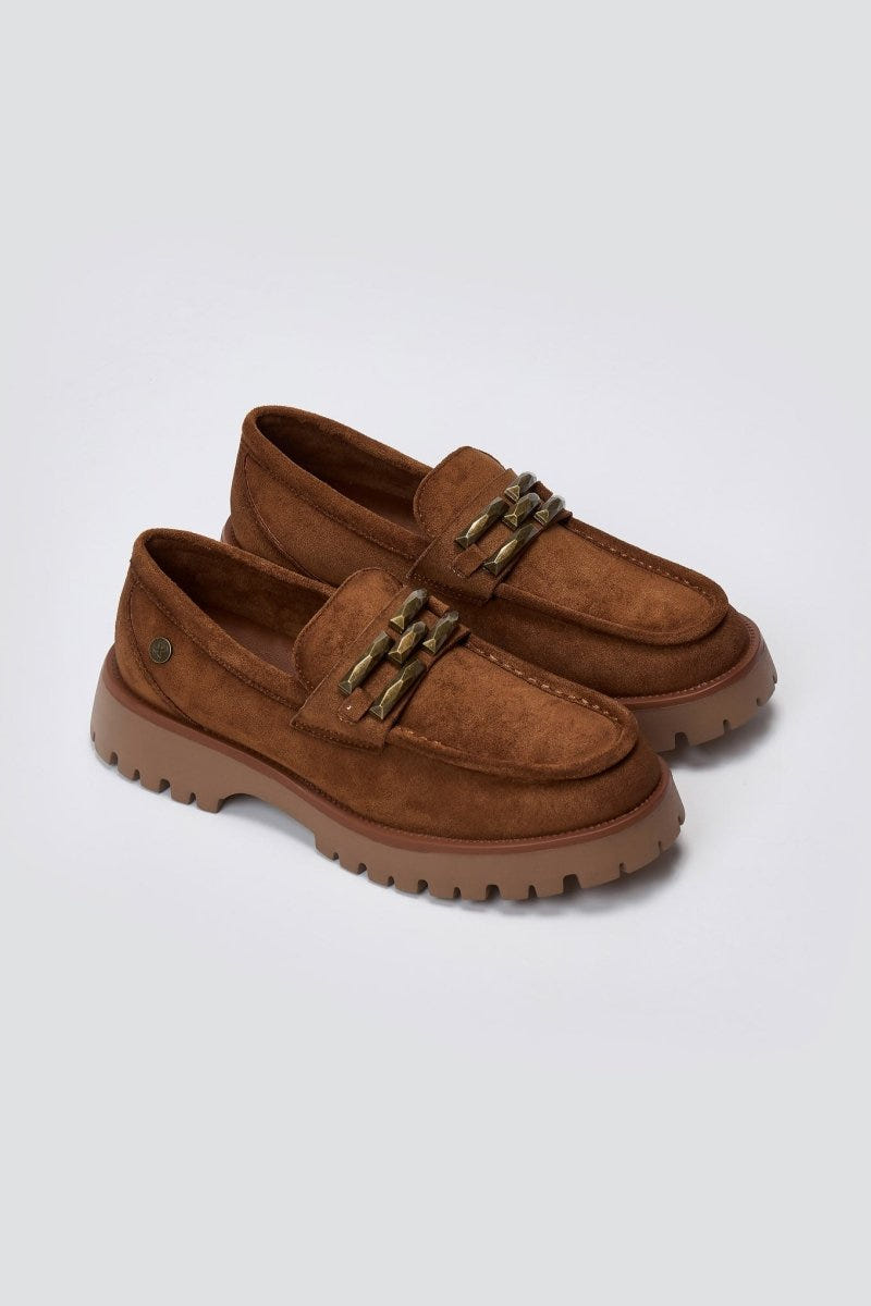 Xti 144459 Suede Flatform Loafers - Camel Suede - thefashionproject.gr - Xti Footwear