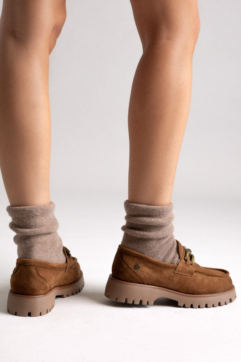 Xti 144459 Suede Flatform Loafers - Camel Suede - thefashionproject.gr - Xti Footwear