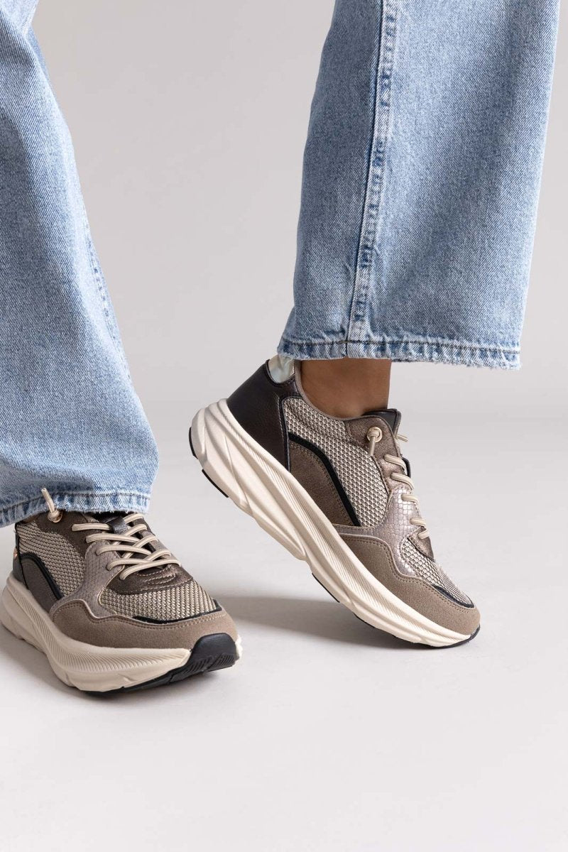 Xti 144686 Chunky Sneakers με Μικτά Υλικά - Μπρονζέ