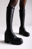 Xti 144707 Suede Sock Boots Block Heel - Black Matte - thefashionproject.gr - Xti Footwear