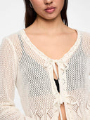 Ζακέτα crochet με δέσιμο PIECES 17154863 - Λευκό - thefashionproject.gr - PIECES