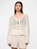 Ζακέτα crochet με δέσιμο PIECES 17154863 - Λευκό - thefashionproject.gr - PIECES