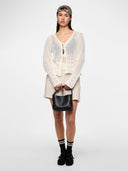 Ζακέτα crochet με δέσιμο PIECES 17154863 - Λευκό - thefashionproject.gr - PIECES