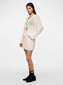 Ζακέτα crochet με δέσιμο PIECES 17154863 - Λευκό - thefashionproject.gr - PIECES