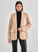 Ζακέτα σενίλ με εφέ τσέπες - Μπεζ - thefashionproject.gr - FN - FASHION