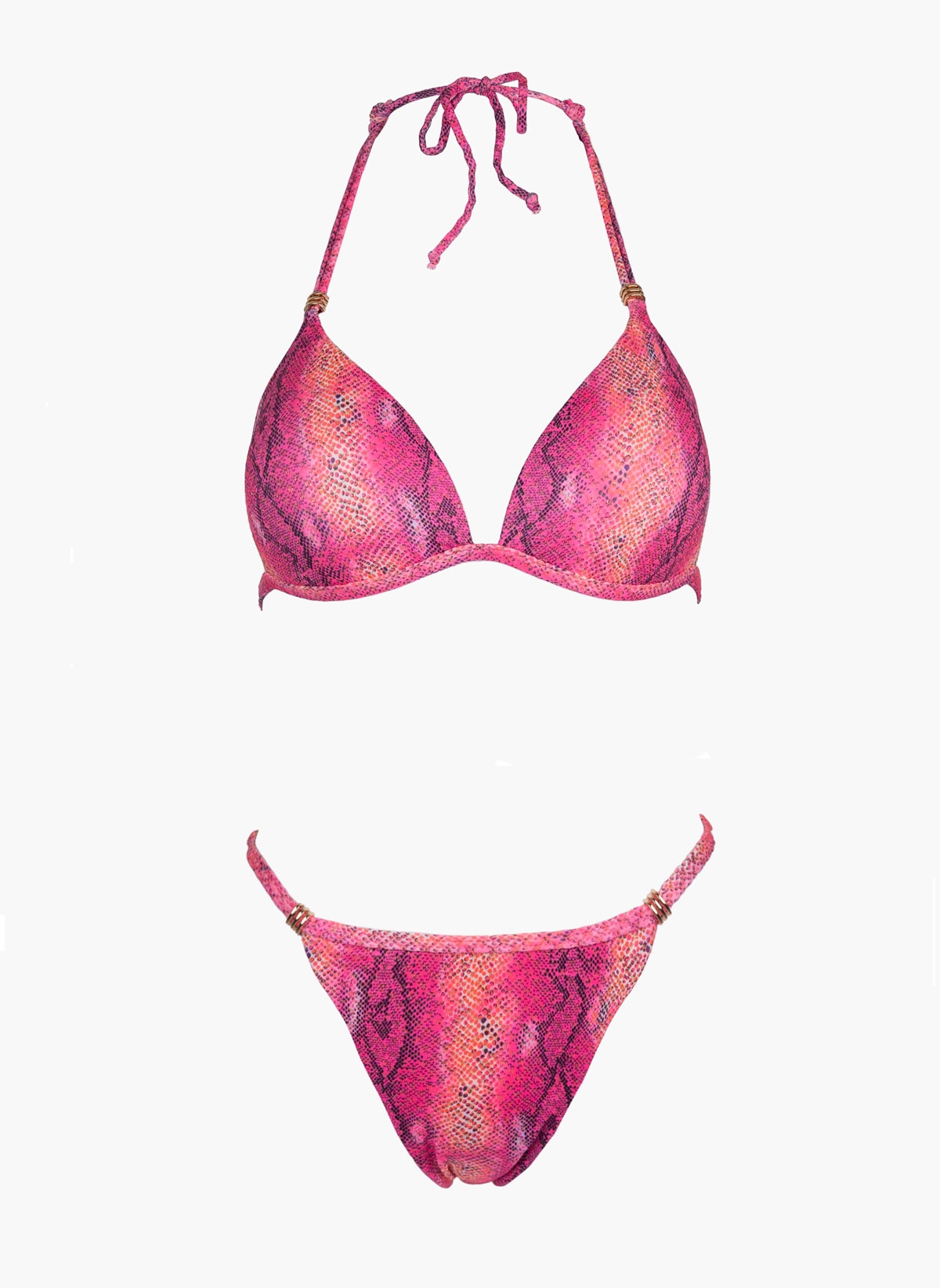 Modern ocean Bikini set με print και διακριτικό glitter - Φούξια