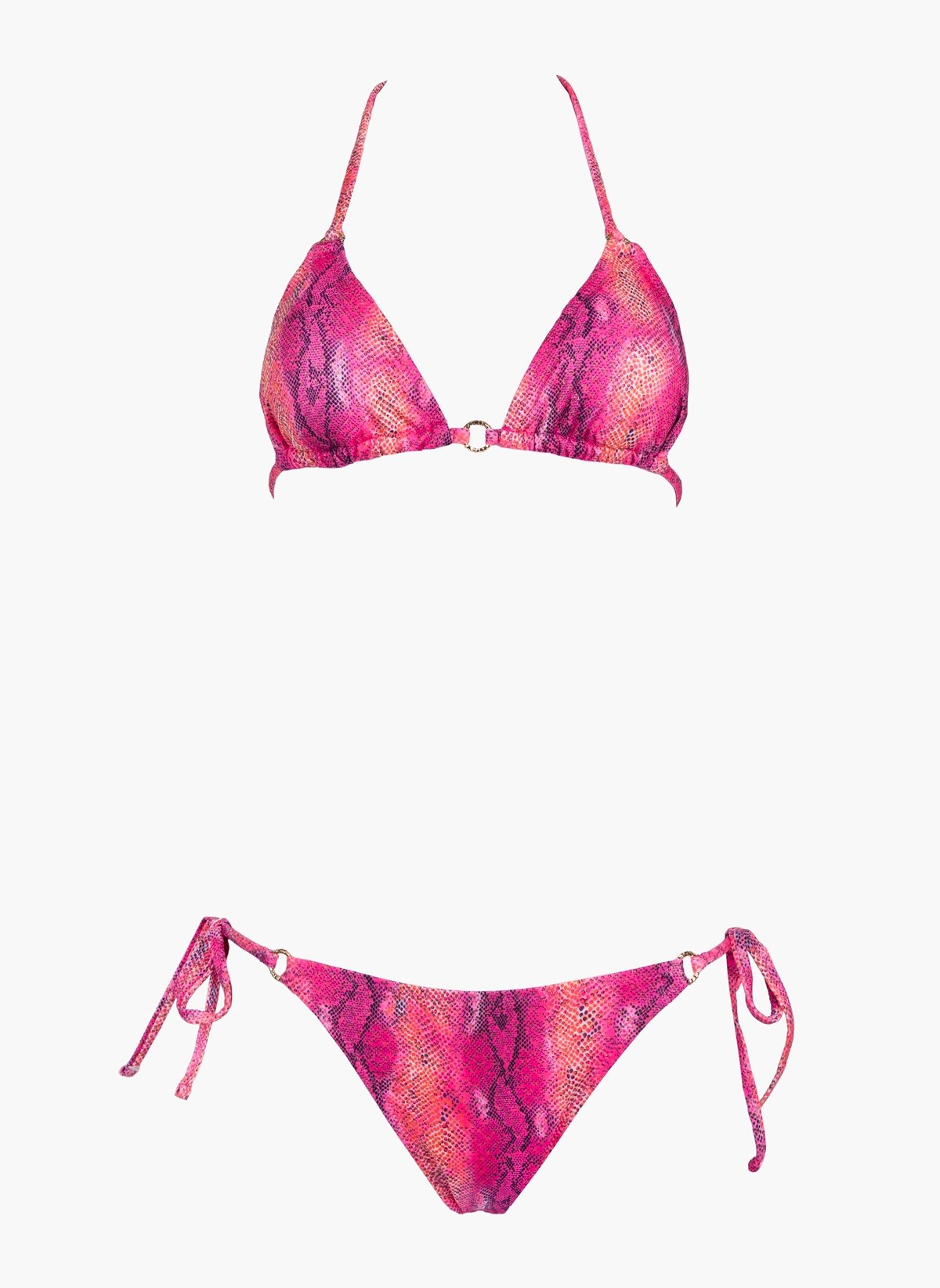 Modern ocean Bikini set με print και διακριτικό glitter - Φούξια