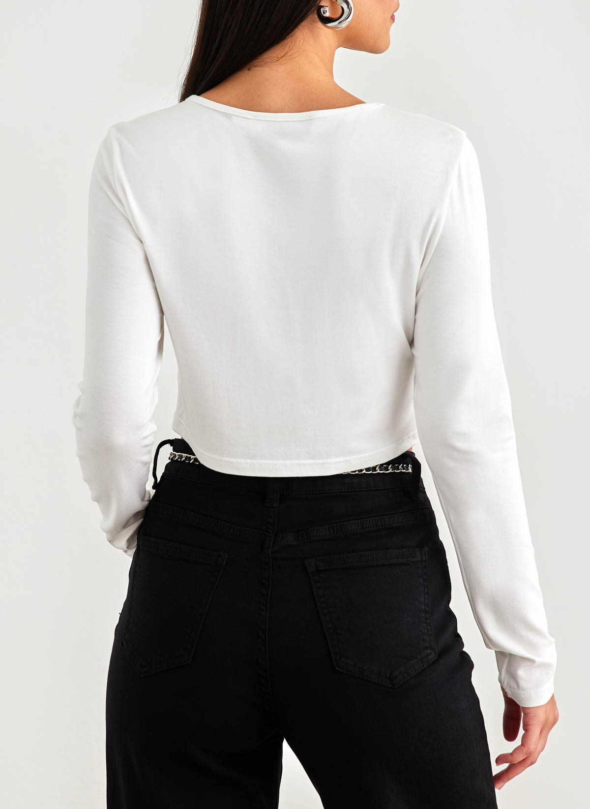 Crop top με στρογγυλή λαιμόκοψη Noobass 01-21 - Λευκό φωτογραφία