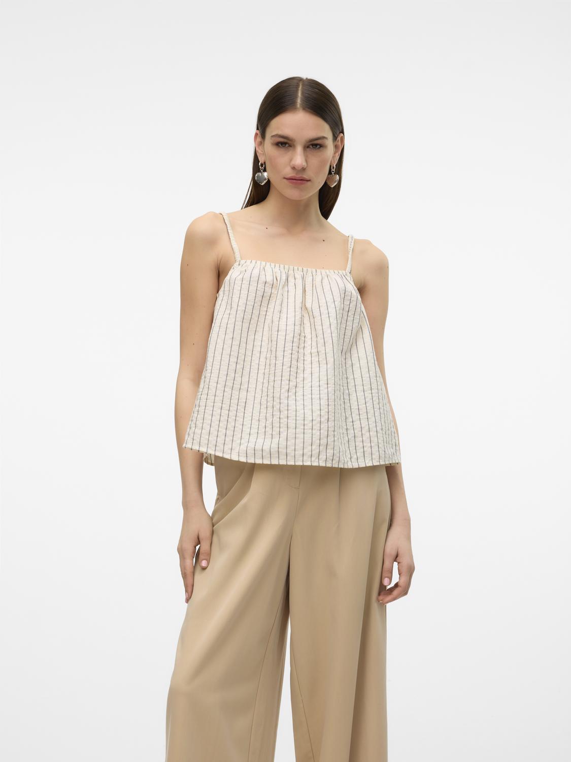 Crop top ριγέ AWARE by VERO MODA 10305146 - Μπεζ φωτογραφία