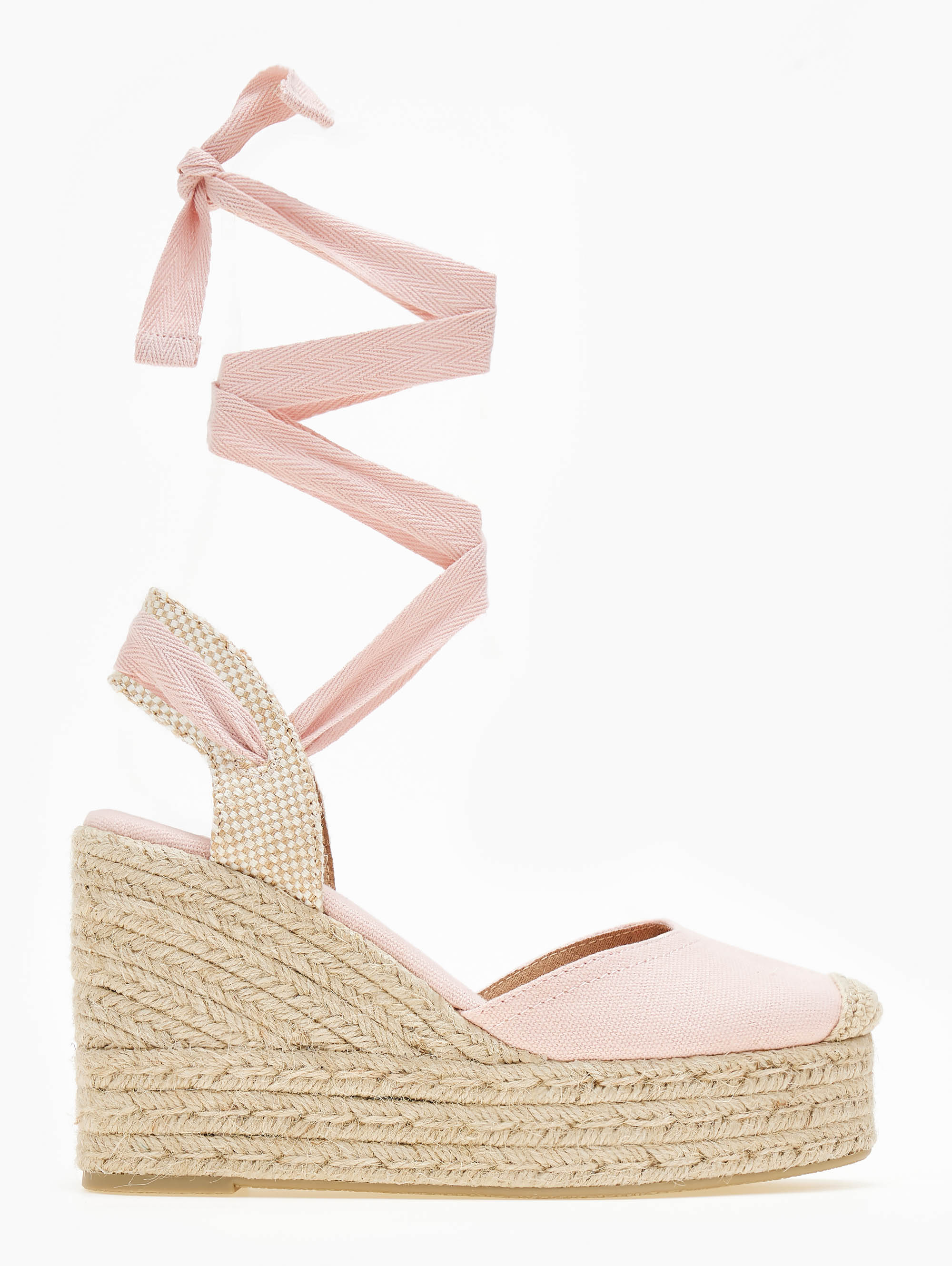Alta Moda Εσπαντρίγιες platforms με lace up δέσιμο - Ροζ