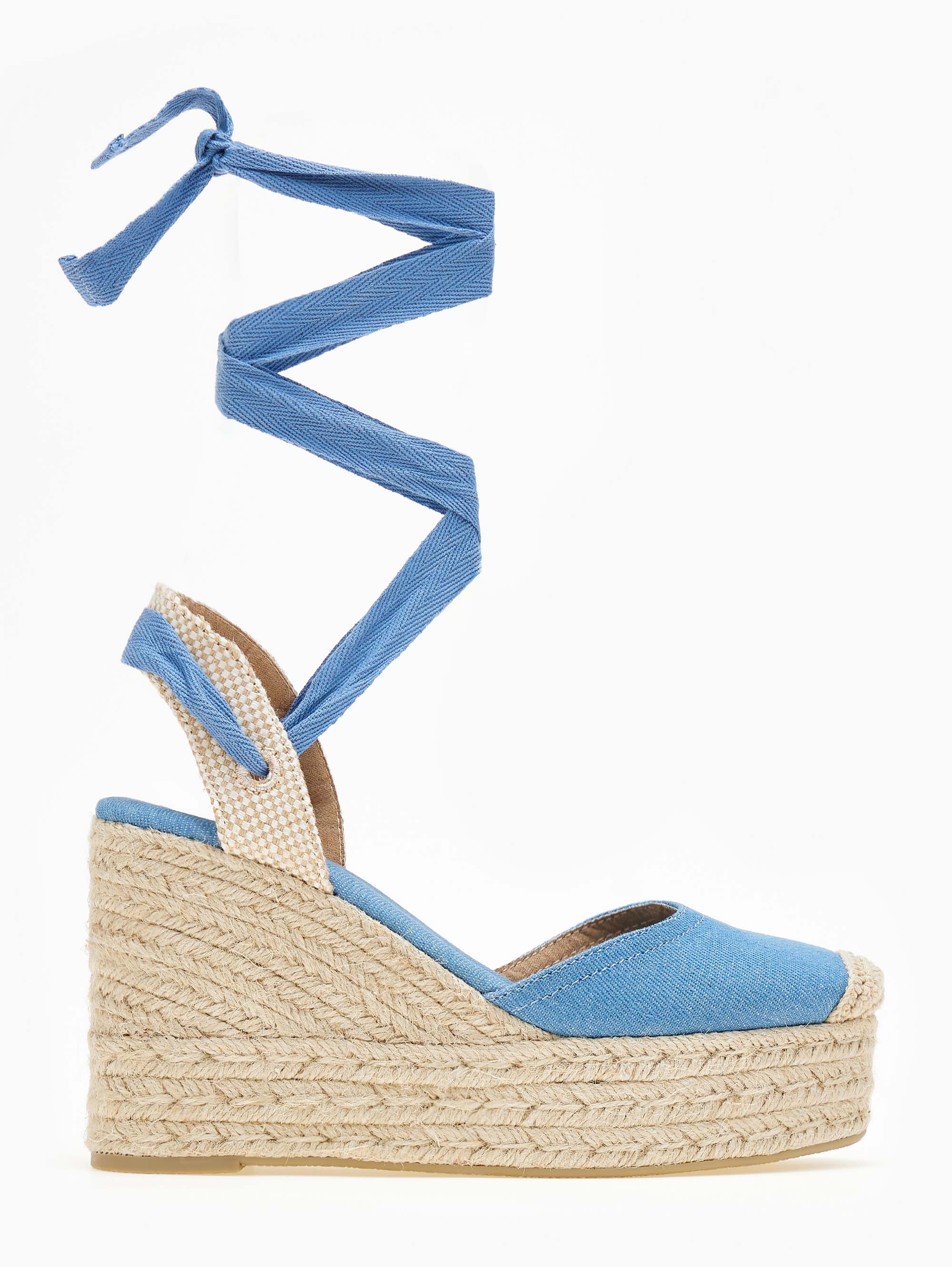 Alta Moda Εσπαντρίγιες platforms με lace up δέσιμο - Γαλάζιο