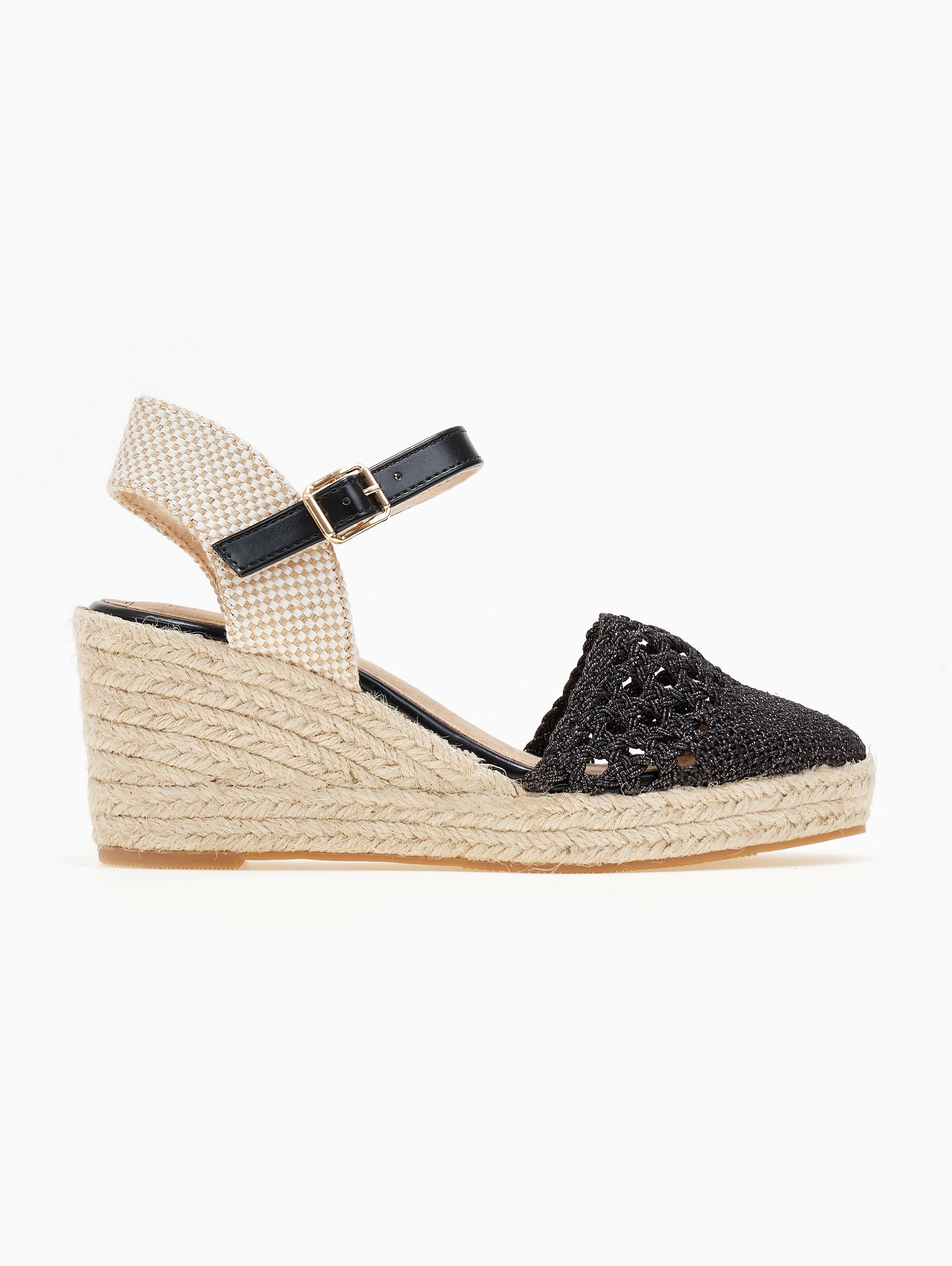 Alta Moda Εσπαντρίγιες platforms πλεκτές με μπαρέτα - Μαύρο