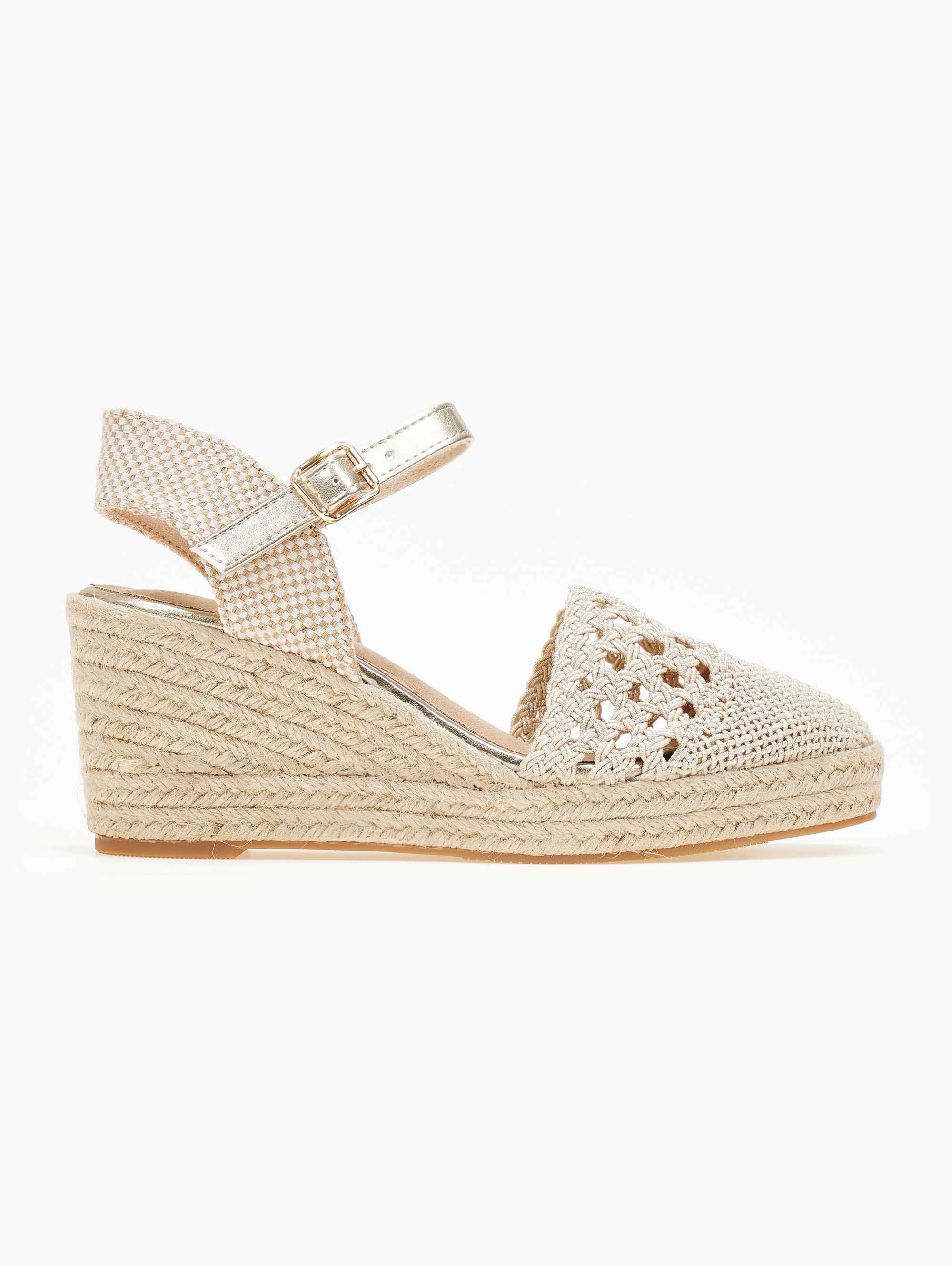 Alta Moda Εσπαντρίγιες platforms πλεκτές με μπαρέτα - Χρυσό