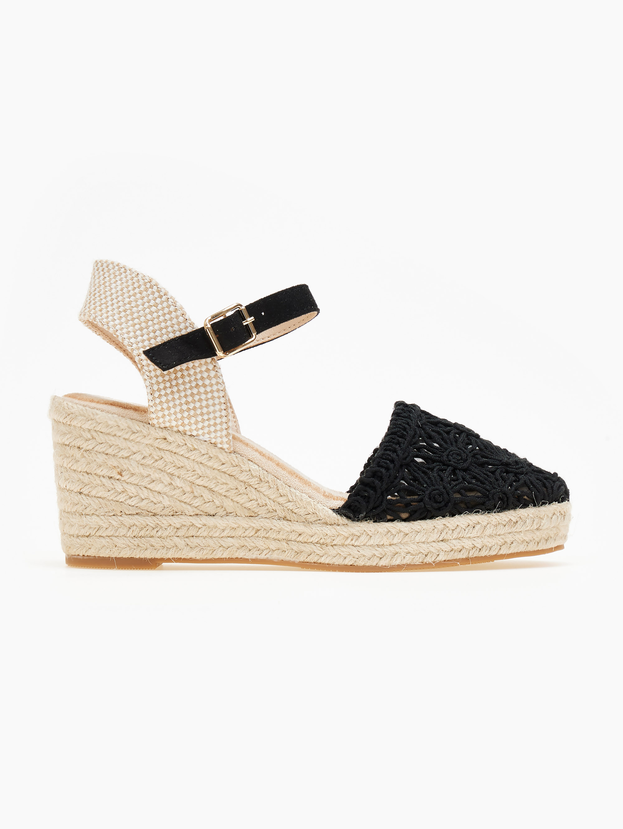 Alta Moda Εσπαντρίγιες platforms πλεκτές με μπαρέτα - Μαύρο