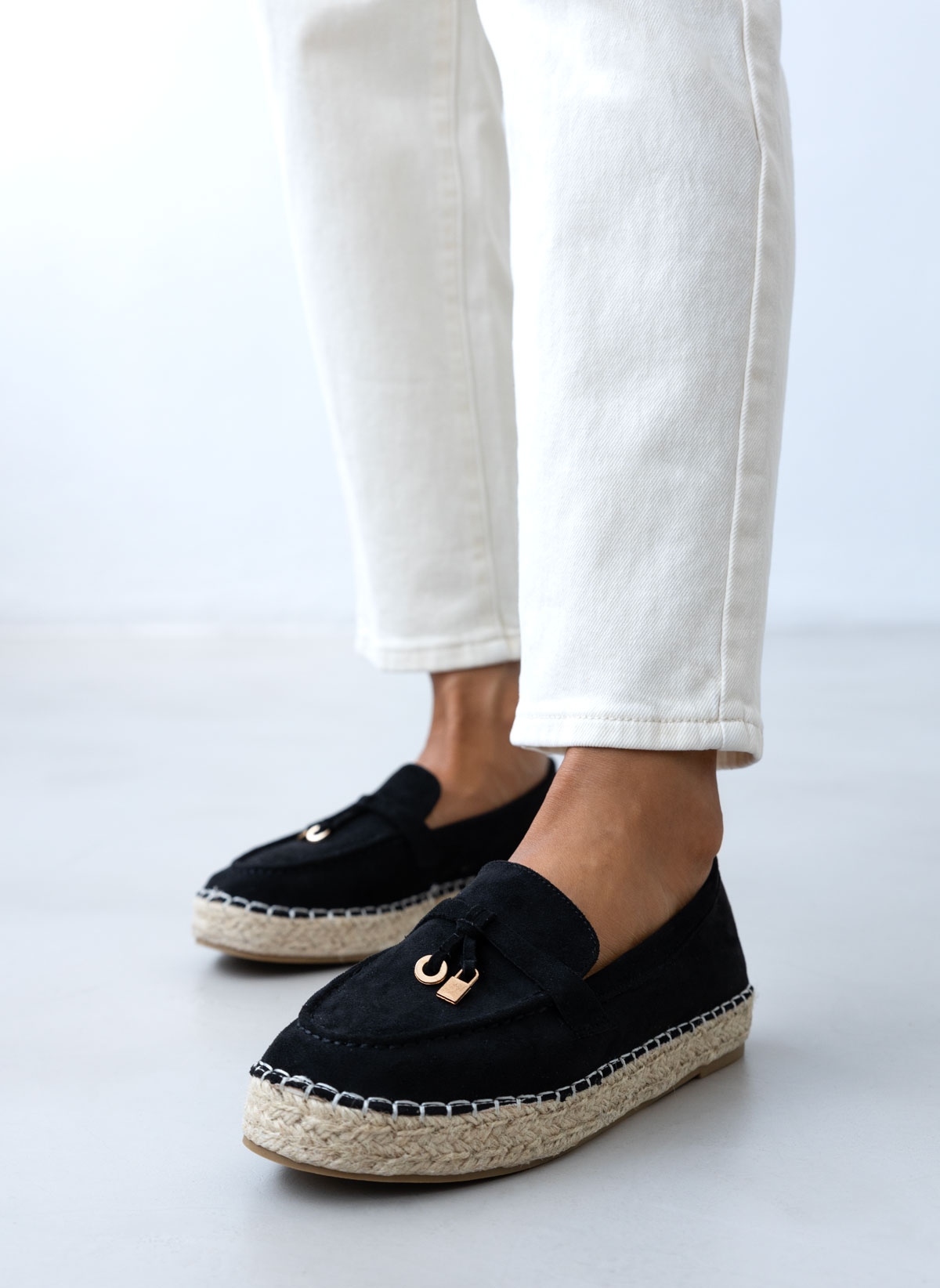Ideal shoes Εσπαντρίγιες suede με σχοινί - Μαύρο