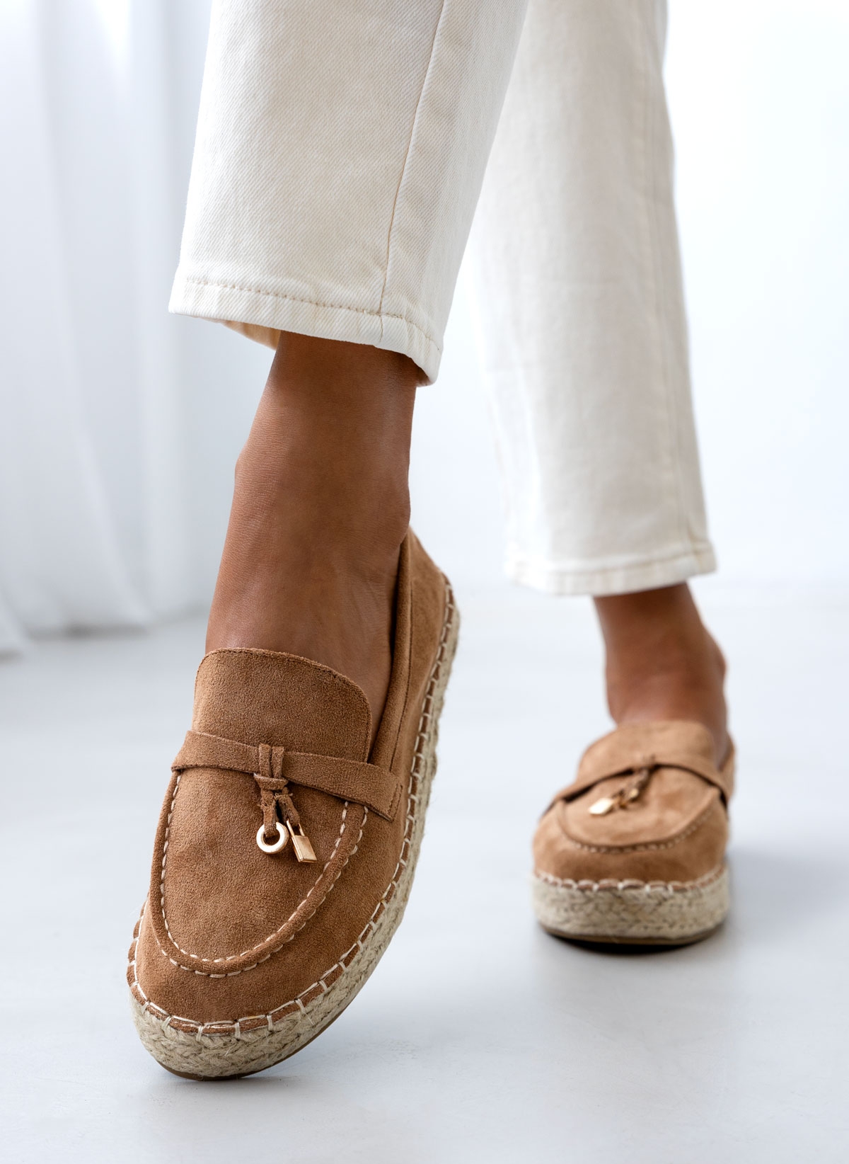 Ideal shoes Εσπαντρίγιες suede με σχοινί - Κάμελ