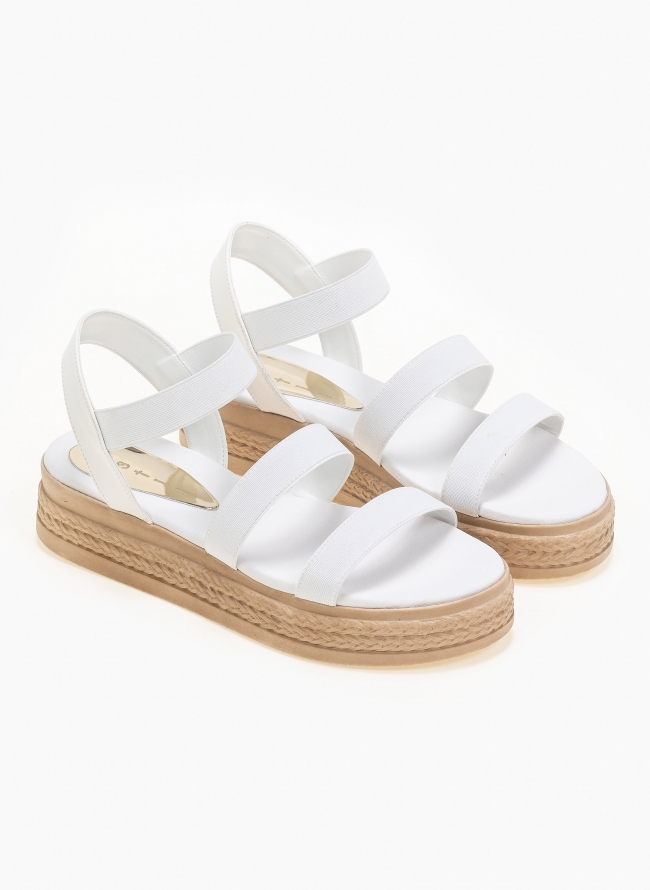 Estil flatforms με λάστιχο - Λευκό Παπούτσια > Flatforms