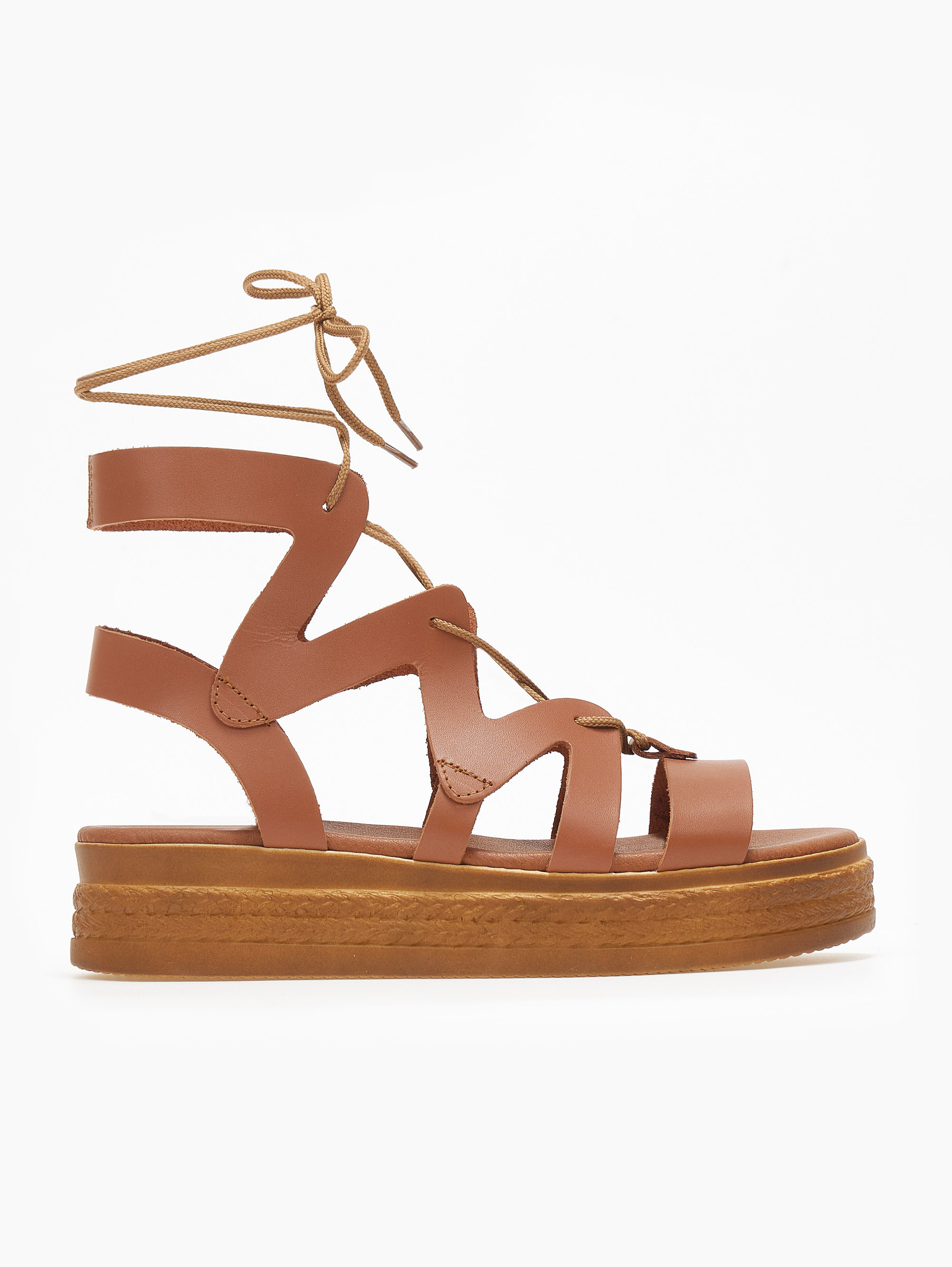 Flatforms δερμάτινα με δέσιμο estil – Ταμπά
