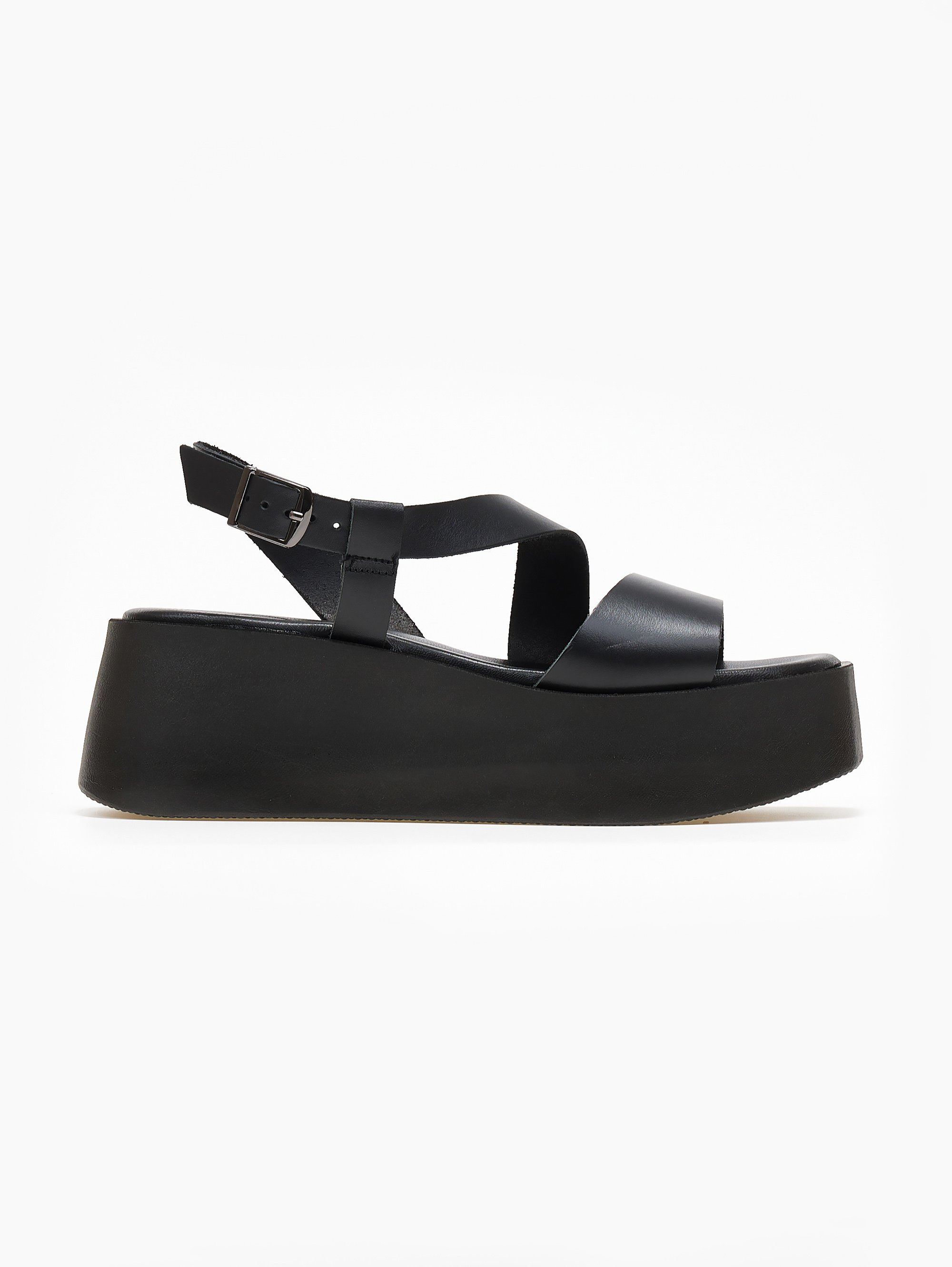 Flatforms δερμάτινα με λουράκια tfp – Μαύρο