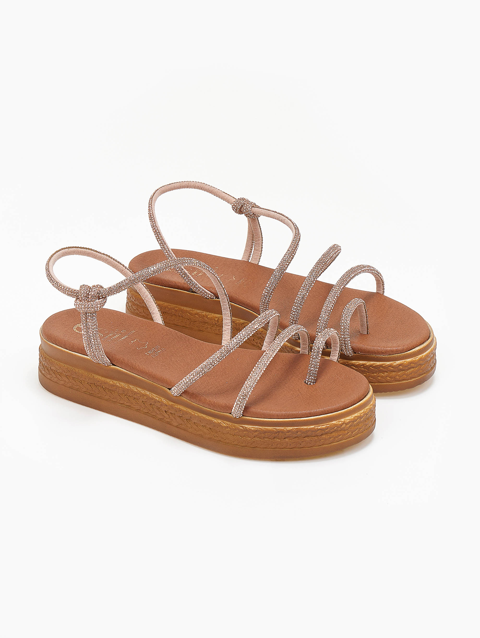 Flatforms δερμάτινα με στρας estil – Χαλκός