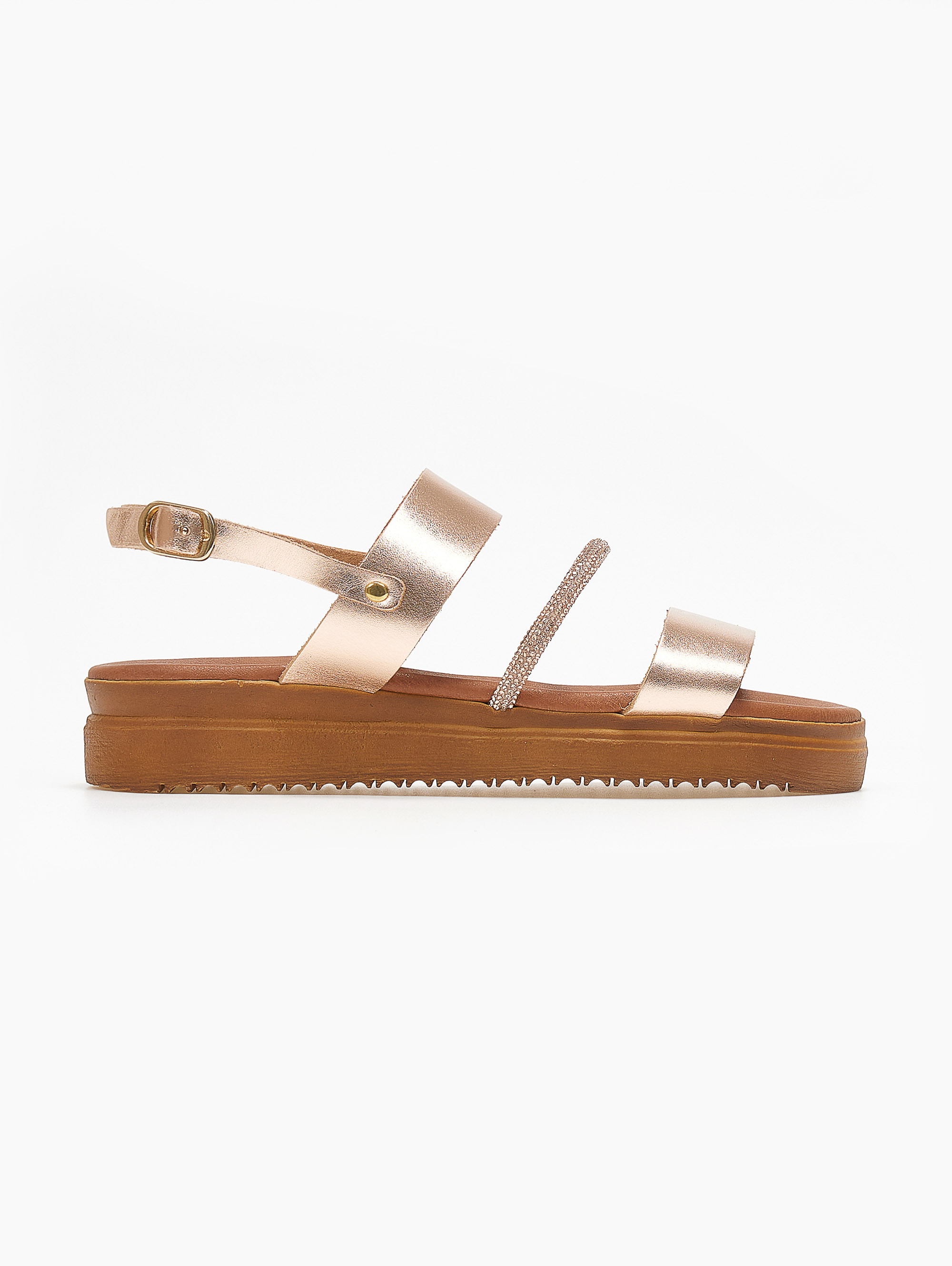 Flatforms δερμάτινα με strass estil – Χαλκός