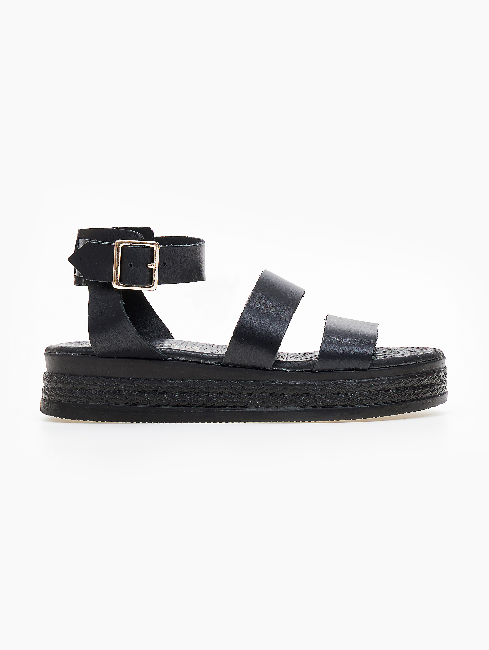 Flatforms δερμάτινα με φάσες estil – Μαύρο