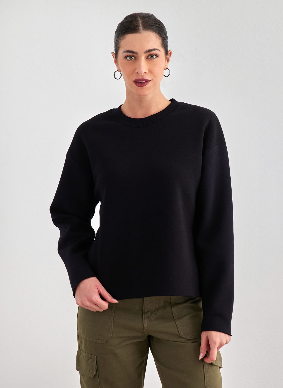DIFFERENT-SHOP Φούτερ χωρίς ραφή Different-Shop 01-197 - Μαύρο