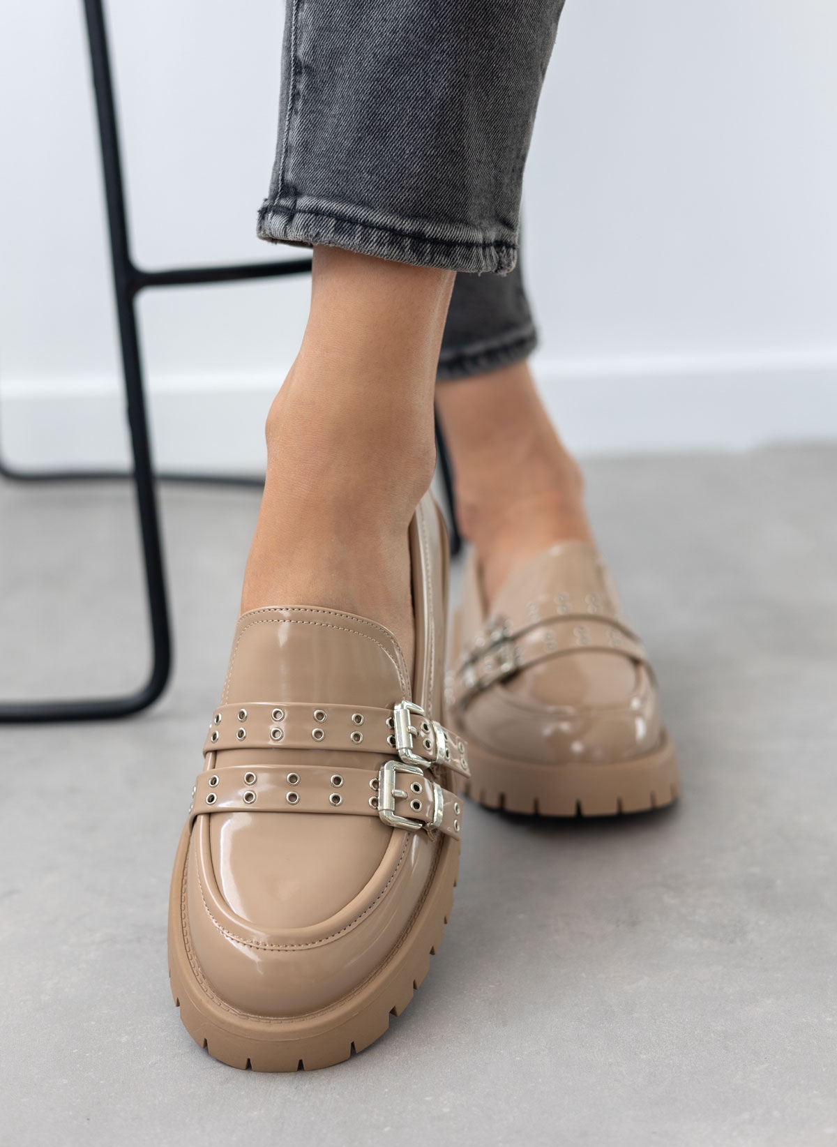 CINK ME Loafers chunky φλωρεντίκ με ζωνάκια - Τάουπε
