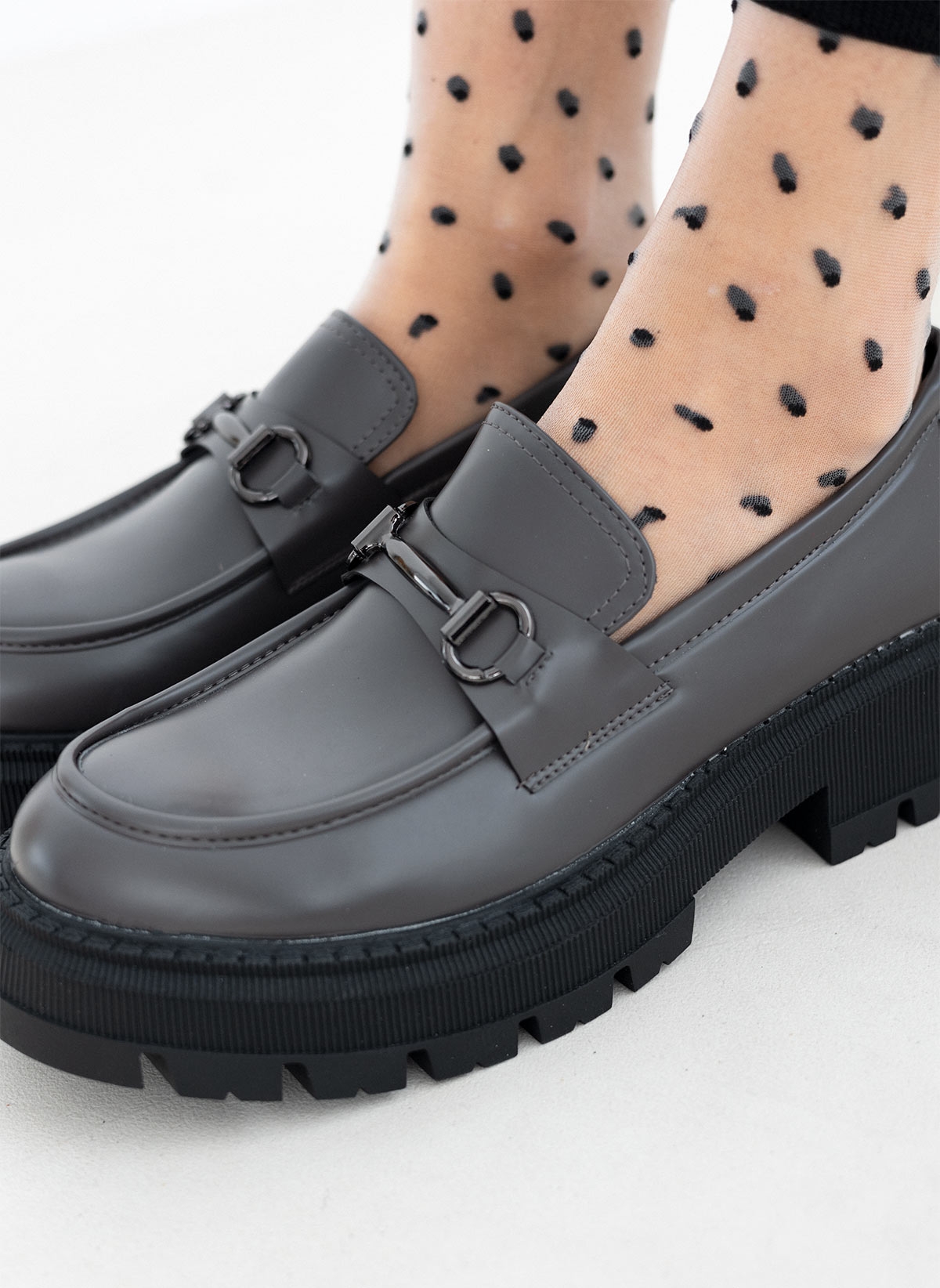 Loafers chunky σε ματ χρώματα – Γκρι σκούρο