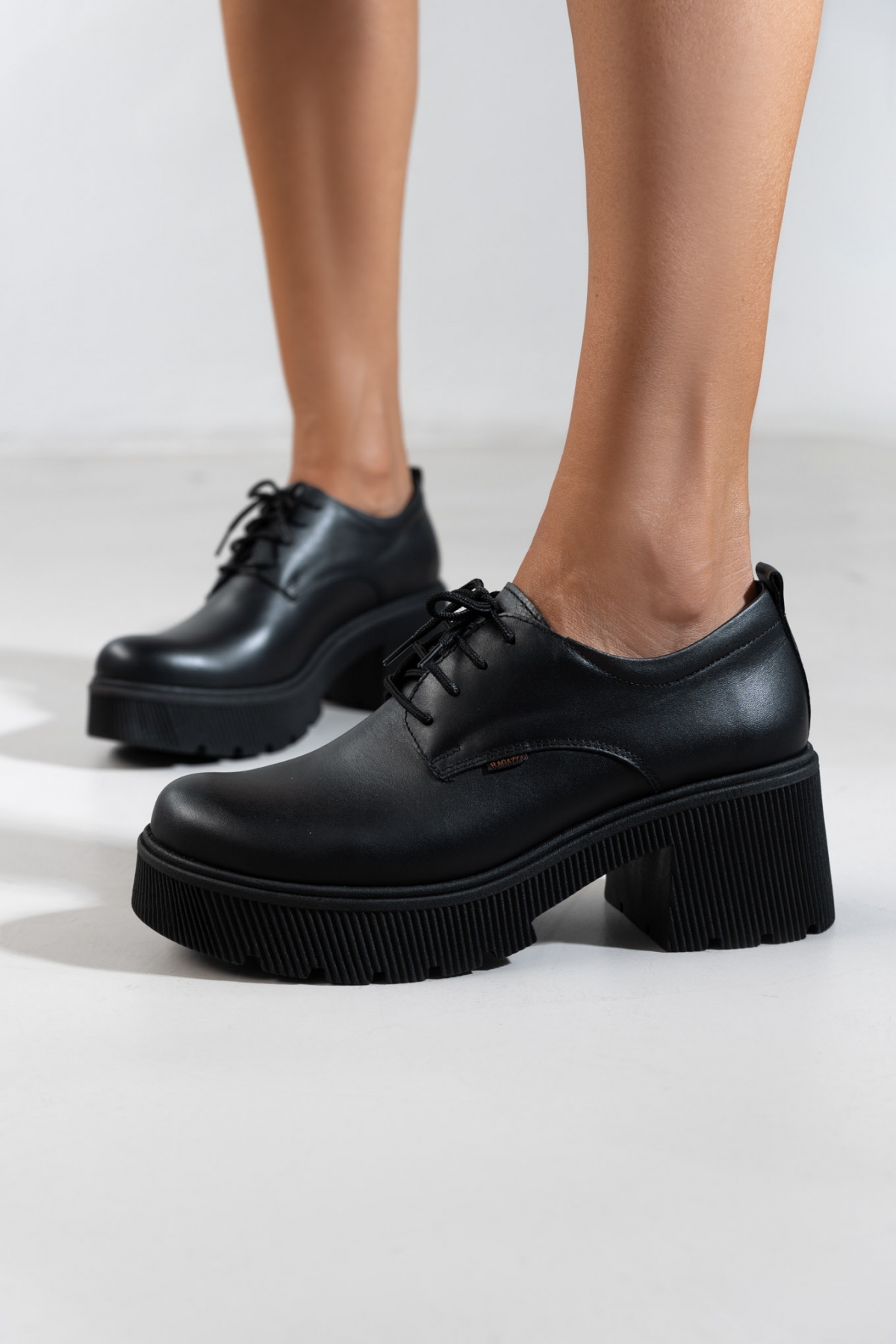 Oxfords δερμάτινα με κορδόνια Ragazza 0597 - Μαύρο φωτογραφία